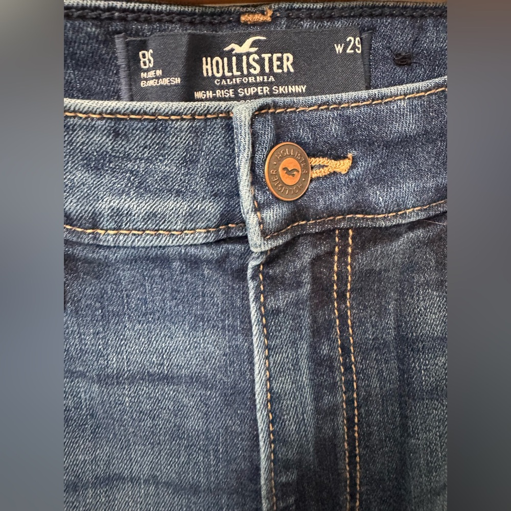 Hollister Dark Blue Distressed High Rise Super Skinny Jeans - Picture 3 of 3
